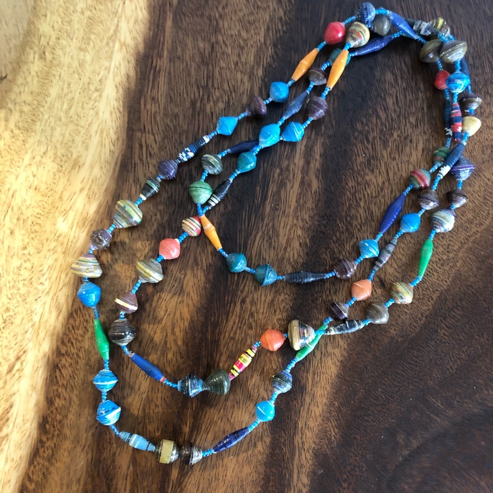 African Recycled Paper Bead Necklace